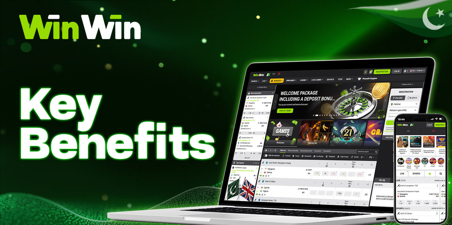 Main screen of WinWin showing key features for Pakistani users